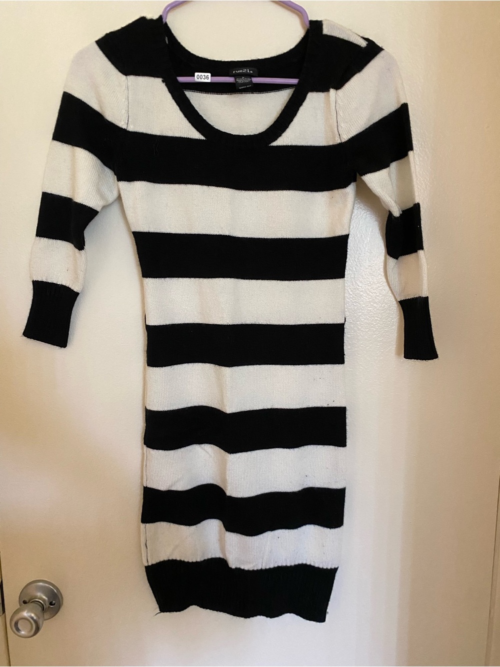 Rue21 Black and White Wide Stripe Scoop Neck Sweater Dress